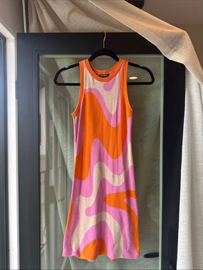 wild fable Orange, Pink & Cream Wave-Print Mini Dress